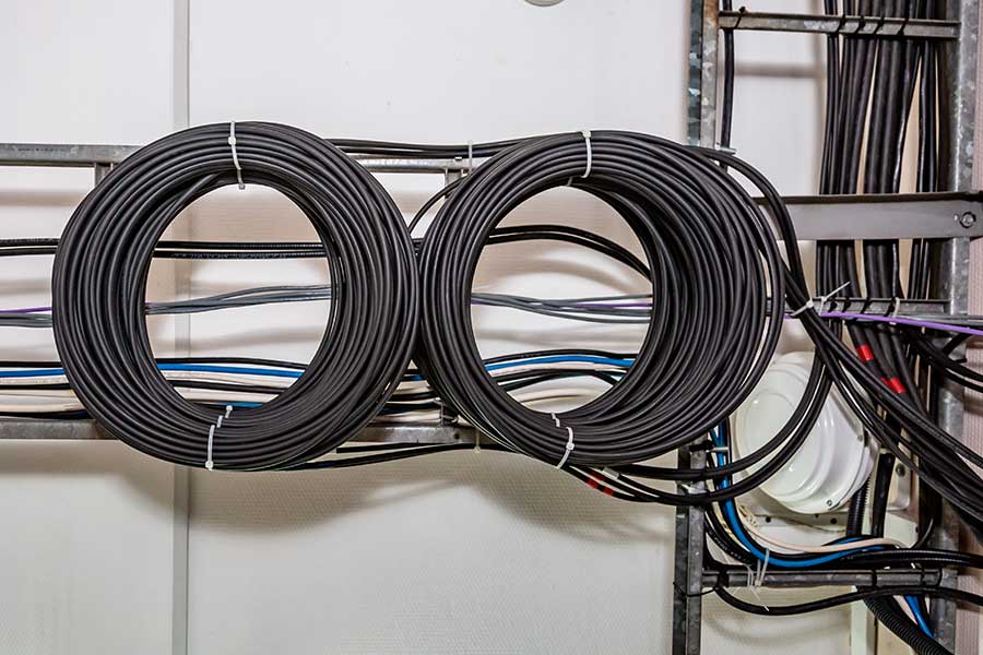 Cables that have been organized with zip ties